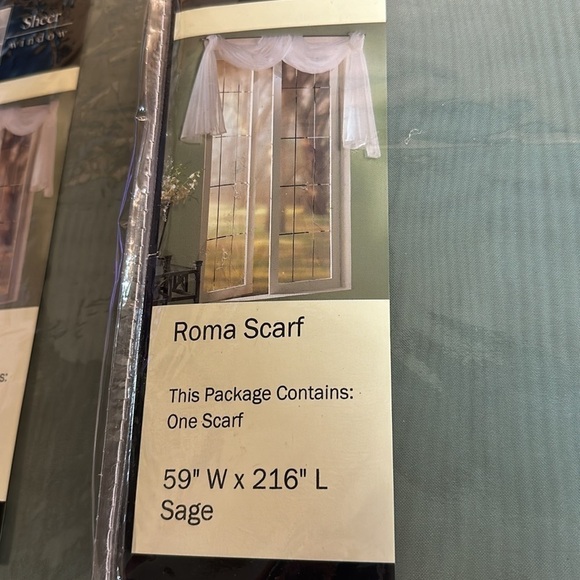 S. Lichtenberg & Co., Inc. Roma Scarf Sheer Window Scarf Sage New in Bag - Picture 4 of 6